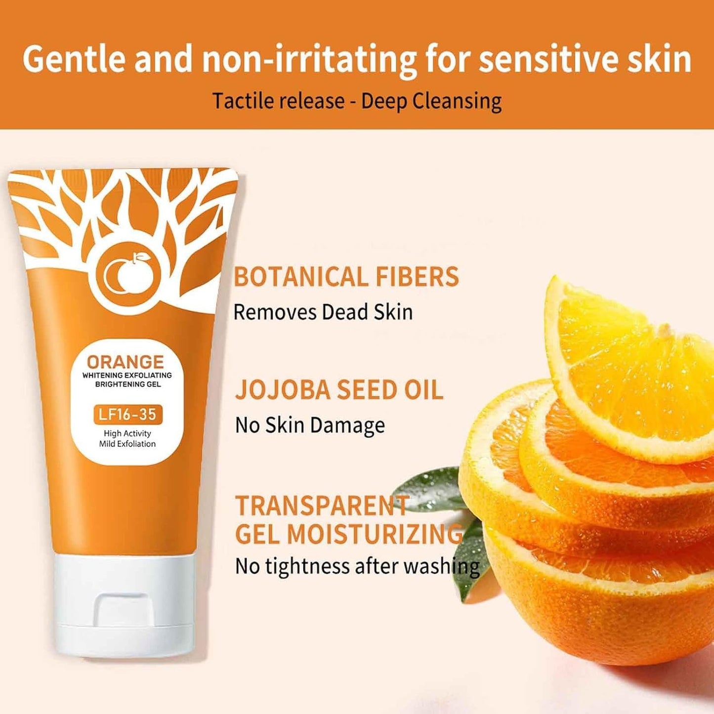 Orange Exfoliating Gel for Face & Body | Deep Cleansing & Brightening Care