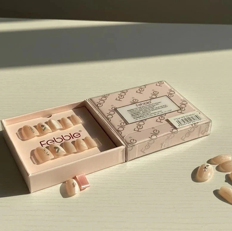 Febble Crystal Leaf Nude Press-On Nails