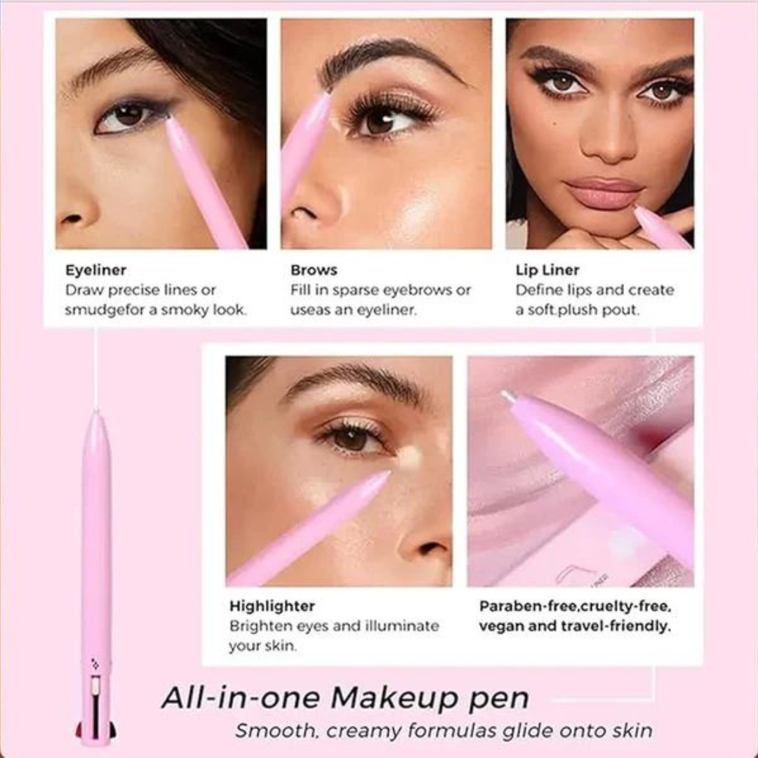 4-in-1 Makeup Pen: Eyeliner, Lip Liner, Brow & Highlighter