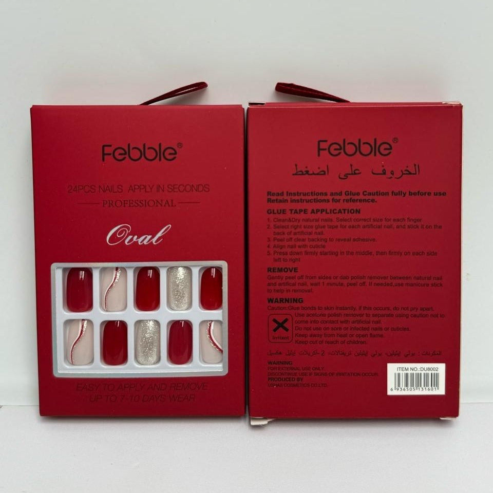 Febble Classic Red with Gold Accent Press-On Nails