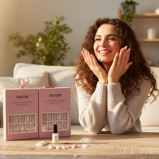 Febble Soft Lavender & Silver Glitter Press-On Nails