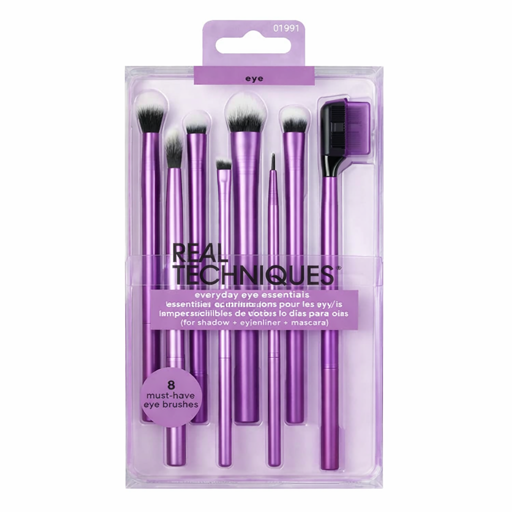 Real Techniques Everyday Eye Essentials – 8-Piece Professional Eye Brush Set for Blending, Lining & Precision Makeup