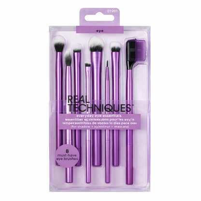 Real Techniques Everyday Eye Essentials – 8-Piece Professional Eye Brush Set for Blending, Lining & Precision Makeup
