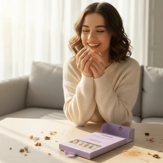 Febble Nude Floral Gold Mix Press-On Nails
