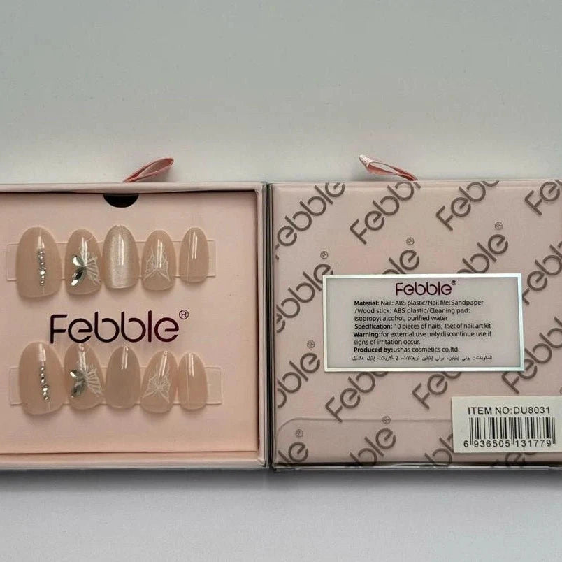 Febble Crystal Leaf Nude Press-On Nails