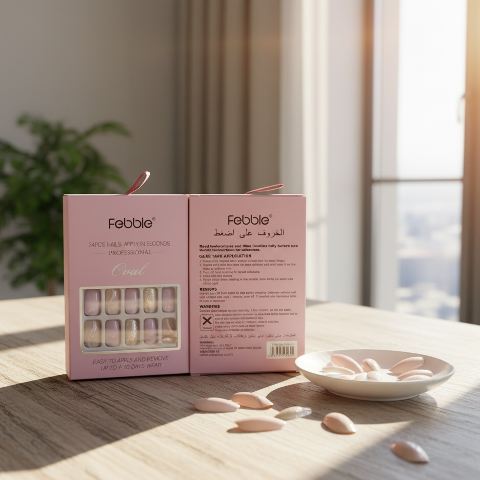 Febble Soft Lavender & Silver Glitter Press-On Nails