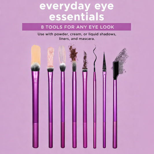 Real Techniques Everyday Eye Essentials – 8-Piece Professional Eye Brush Set for Blending, Lining & Precision Makeup
