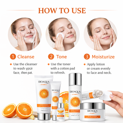 Bioaqua Vitamin C Facial Care Set | Brightening Skincare Kit