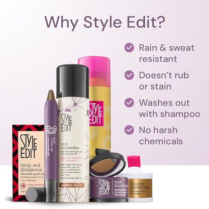 Style Edit Root Cover-Up Stick – Black | Instant Grey Coverage, Natural Look & Sweat-Resistant