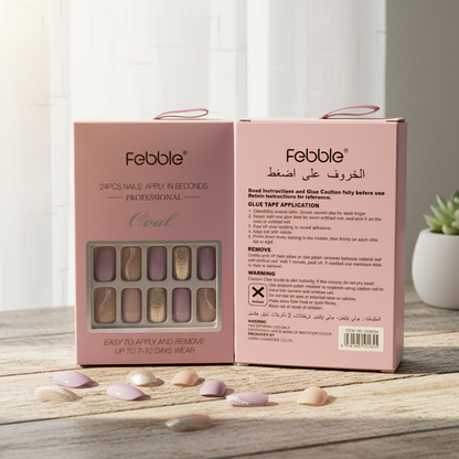 Febble Soft Lavender & Silver Glitter Press-On Nails