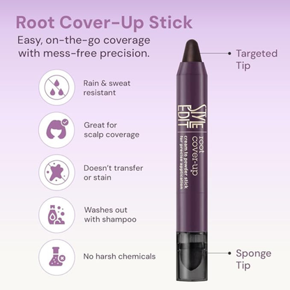 Style Edit Root Cover-Up Stick – Black | Instant Grey Coverage, Natural Look & Sweat-Resistant