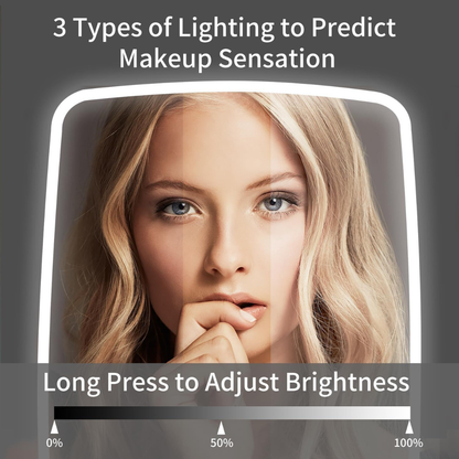Touch Screen LED Makeup Mirror | Adjustable Brightness, 3 Color Lighting & Rechargeable Design