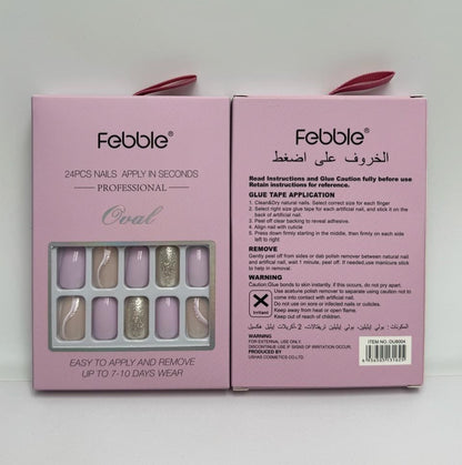 Febble Soft Lavender & Silver Glitter Press-On Nails