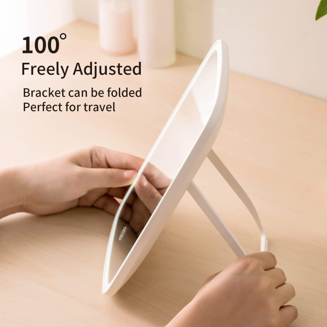 Touch Screen LED Makeup Mirror | Adjustable Brightness, 3 Color Lighting & Rechargeable Design