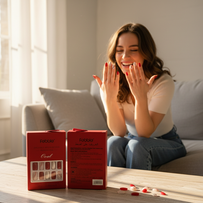 Febble Classic Red with Gold Accent Press-On Nails