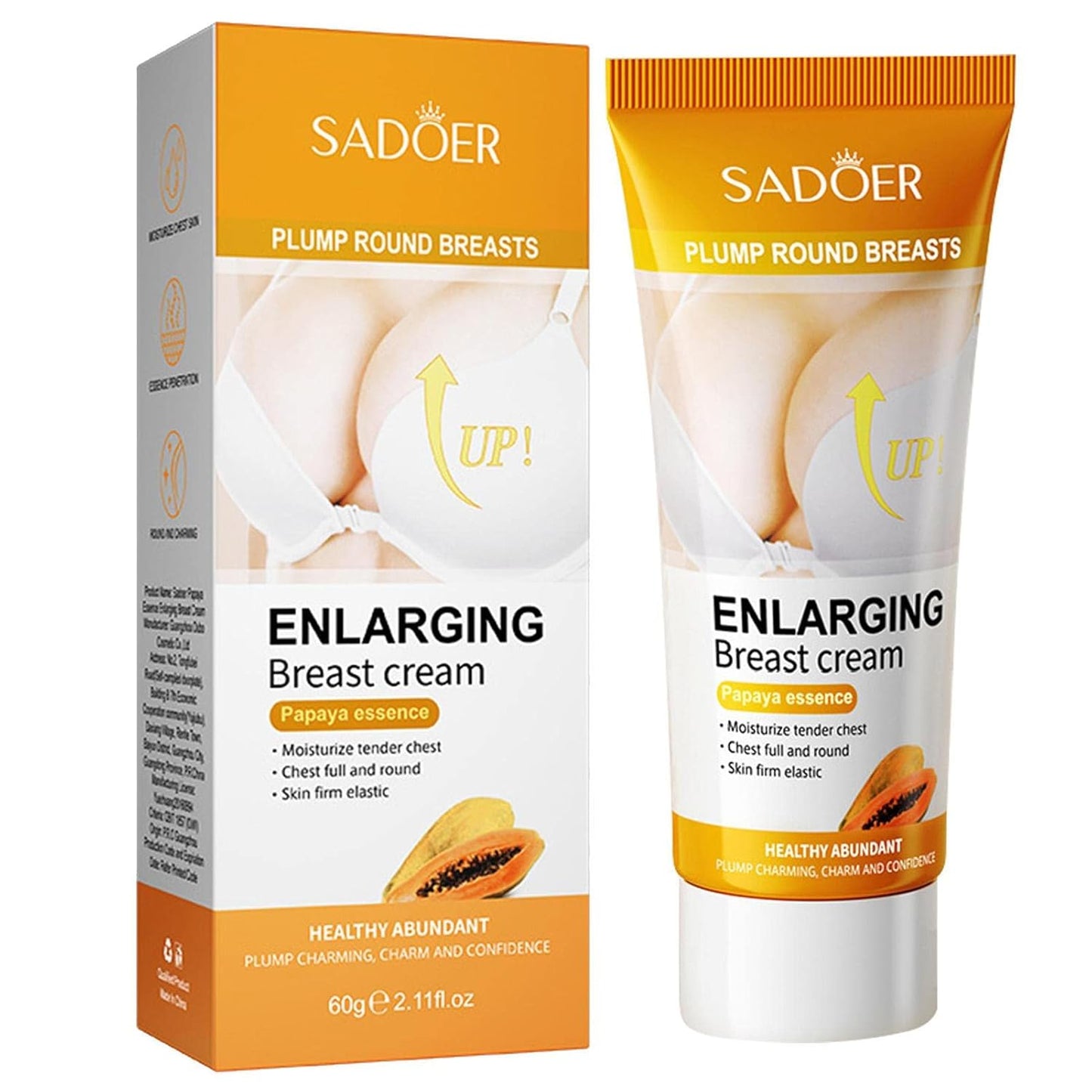 SADOER Papaya Essence Body Firming & Nourishing Cream – Moisturizing, Skin-Firming & Smoothing Cream for a Fuller, Youthful Look (60g)