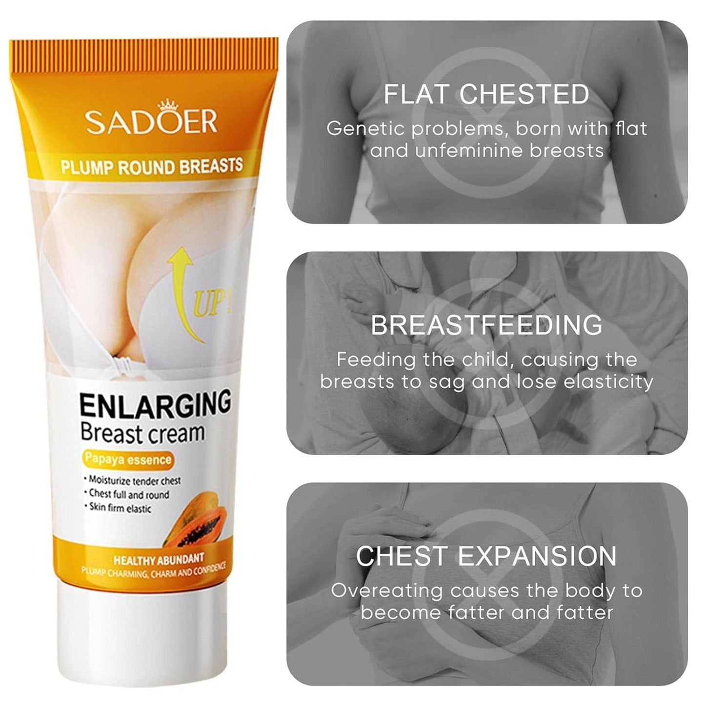 SADOER Papaya Essence Body Firming & Nourishing Cream – Moisturizing, Skin-Firming & Smoothing Cream for a Fuller, Youthful Look (60g)