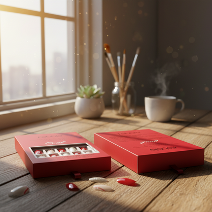 Febble Classic Red with Gold Accent Press-On Nails